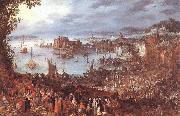 BRUEGHEL, Jan the Elder Great Fish-Market oil on canvas